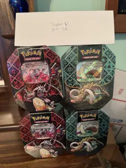 Pokemon TCG Scarlet & Violet Paldean Fates Tins, Lot of 4 - Image 1