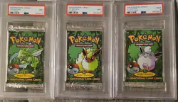 PSA 9 POKEMON JUNGLE 1ST FIRST EDITION PACK SET SCYTHER FLAREON WIGGLYTUFF. - Image 1