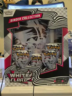 White Flare Pokemon Binder Collection Sealed Box w/ 5 Booster Packs - Image 1