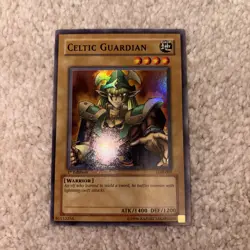 1st Edition Celtic Guardian LOB-007 Super Rare Yugioh NM+ front and LP back - Image 1