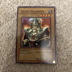 1st Edition Celtic Guardian LOB-007 Super Rare Yugioh NM+ front and LP back - Image 2