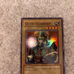 1st Edition Celtic Guardian LOB-007 Super Rare Yugioh NM+ front and LP back - Image 3