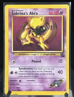 Pokemon Sabrina's Abra #19 Black Star Promo 1995 TCG Card - Image 1