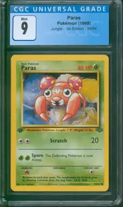 1999 Pokemon Jungle 1ST EDITION 🔥 PARAS 🔥 #59 CGC 9 Mint Card c205 - Image 1