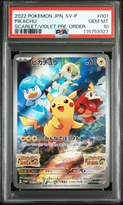 PSA10 Pikachu Promo (001 SV P) Scarlet Violet Pokemon Card - Image 1