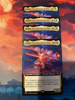 MTG Kamigawa Neon Dynasty Isshin Two Heavens as One Extended Art x 4 - Image 1