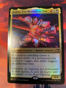 MTG Kamigawa Neon Dynasty Isshin Two Heavens as One Foil - Image 1