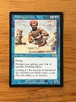 MTG - Magic the Gathering - Drifting Djinn - Urza's Saga - Pro Tour Stamped - Image 1