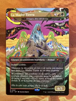MTG Spanish Borderless La Madre Tierra - Xenagos, God of Revels Nuestra Magia!! - Image 1