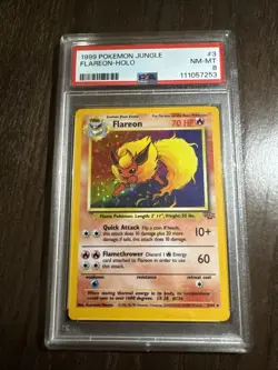 Pokemon TCG Flareon Pokemon Jungle Holo Rare PSA 8 NM-MT 1999 - Image 1