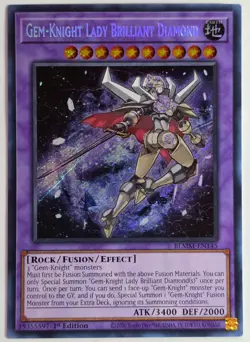 Yugioh Gem-Knight Lady Brilliant Diamond BLMM-EN145 Secret Rare 1st Edition - Image 1