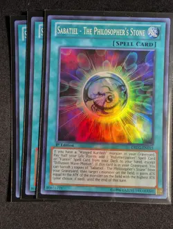 Yugioh 3x Sabatiel - The Philosophers Stone DRLG-EN015 1st Edition Super Rare NM - Image 1