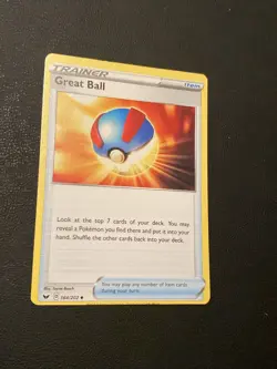 Pokemon Trainer Great Ball #164/202 Sword & Shield TCG Card - Image 1