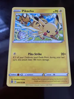 Pikachu 049/195 Silver Tempest Pokemon Card - TCG CARD - Image 1