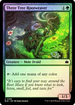 MTG-Three Tree Rootweaver Bloomburrow(NM-FOIL)#198 - Image 1