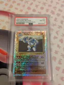 2002 POKEMON LEGENDARY COLLECTION REVERSE FOIL #51 MACHOKE PSA 8 - Image 1