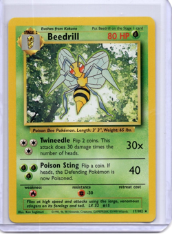 Beedrill 17/102 Rare Unlimited Base Set Pokemon Card LP - Image 1