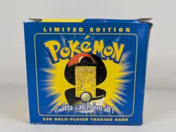 VTG Pikachu Pokemon Gotta Catch em' All 23k Gold Plated Trading Card In Box - Image 1