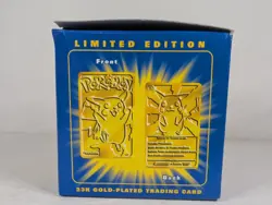VTG Pikachu Pokemon Gotta Catch em' All 23k Gold Plated Trading Card In Box - Image 2