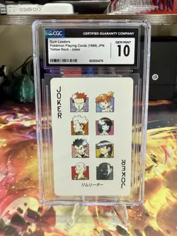 1998 POKEMON YELLOW POKER PLAYING CARD GYM LEADERS JOKER CGC GEM MINT 10 - Image 1
