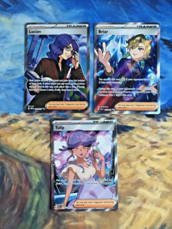 Full Art Trainer Lot of 3 - Lucian, Briar, Tulip - Pokemon TCG Cards - Image 1
