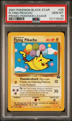 2001 POKEMON PROMO BLACK STAR POKEMON LEAGUE #25 FLYING PIKACHU PSA 10 - Image 1