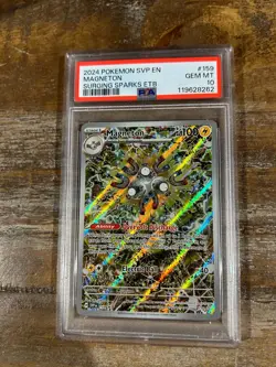 POKEMON 2024 Surging Sparks ETB Promo Full Art MAGNETON #159 PSA 10 Gem Mint - Image 1
