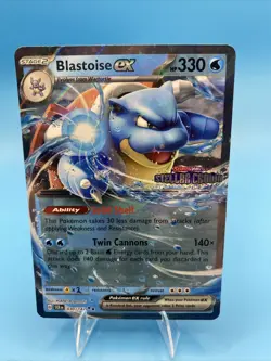 Pokemon TCG Stellar Crown Stamped Blastoise EX 030/142 Promo Card - Image 1