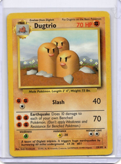 Dugtrio 19/102 Rare Base Set Pokemon Card TCG WOTC HP - Image 1