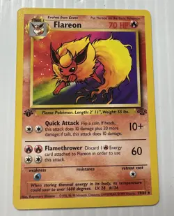 1st Edition Flareon (Non-Holo) Pokemon Jungle Set Card 1999 - Image 1