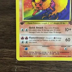1st Edition Flareon (Non-Holo) Pokemon Jungle Set Card 1999 - Image 5