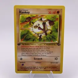 Pokemon Card Mankey 55/64 Jungle Unlimited WOTC Common LP-NM - Image 1