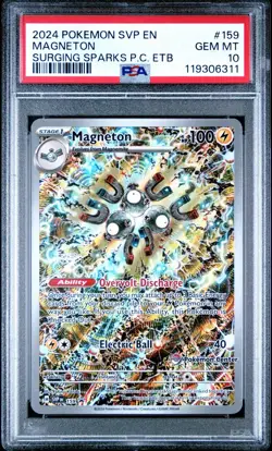 2024 POKEMON SURGING SPARKS POKEMON CENTER ETB PROMO SVP #159 MAGNETON PSA 10 - Image 1