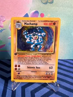 1st Edition Machamp 8/102 Base Set #8 - Holo Rare Vintage 1999 Pokemon Card LP - Image 1