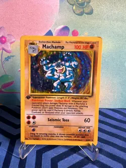 1st Edition Machamp 8/102 Base Set #8 - Holo Rare Vintage 1999 Pokemon Card LP - Image 1