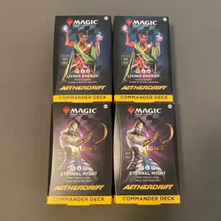 4x MTG Aetherdrift Commander Decks Living Energy & Eternal Might, New, Sealed - Image 1