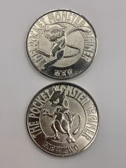 Mew & Mewtwo! Silver coins Pokemon METAL Battle Japanese - Image 1