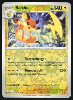 Raichu - 064/193 Pokemon SV02: Paldea Evolved Reverse Holo Uncommon NM - Image 1