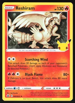 Reshiram 002/025 Pokemon Celebrations Holo Rare NM - Image 1