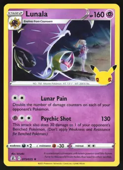Lunala 015/025 Pokemon Celebrations Holo Rare NM - Image 1
