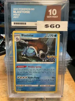 Pokemon TCG Blastoise Reverse Holo Rare Stamped Card 017/078 Pokemon Go Ace 10 - Image 1