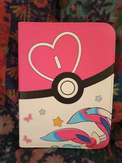 Small, Pink, Pokemon Sylveon ears, TCG, 3 Ring, Zipper Binder, Top Loading - Image 1