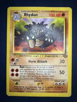 1999 Pokemon Jungle Rhydon 45/64 Common Unlimited - Image 1