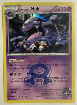 Team Aqua's Muk 8/34 HOLO Rare Pokemon XY Double Crisis Set TCG Card Near Mint - Image 1