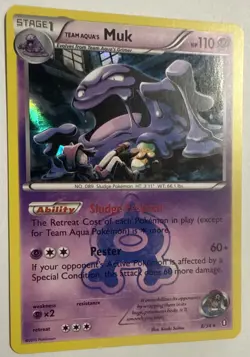 Team Aqua's Muk 8/34 HOLO Rare Pokemon XY Double Crisis Set TCG Card Near Mint - Image 2
