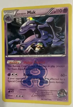 Team Aqua's Muk 8/34 HOLO Rare Pokemon XY Double Crisis Set TCG Card Near Mint - Image 3