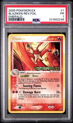 PSA 1 Blaziken Reverse Holo Foil 1/106 EX Emerald 2005 Pokemon PR - Image 1