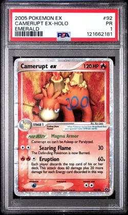 PSA 1 Camerupt EX #92 Holo Emerald Pokemon 2005 PR - Image 1