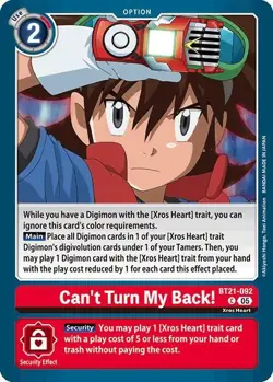 1x BT21-092 Can't Turn My Back! World Convergence Digimon Card Game x1 - Image 1
