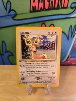 Pokemon card Stantler 1st Edition 76/111 Neo Genesis NMVLP W Sleeve & Top Loader - Image 1